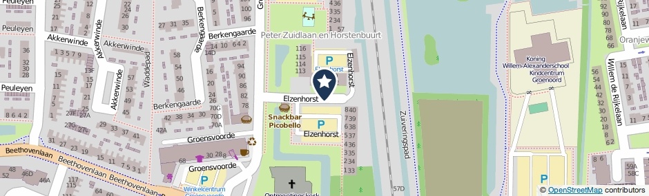 Kaartweergave Elzenhorst in Waddinxveen