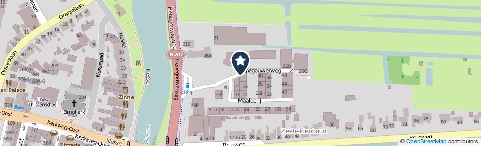 Kaartweergave Henegouwerweg in Waddinxveen
