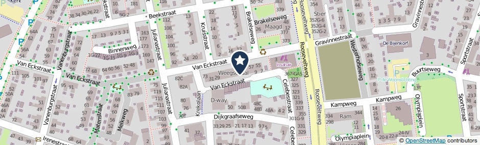 Kaartweergave Van Eckstraat 21 in Wageningen