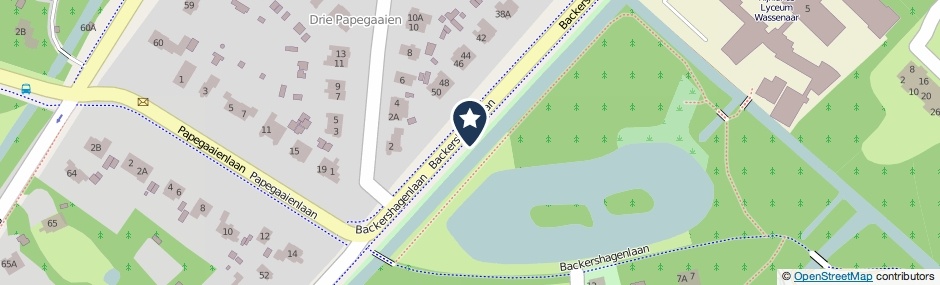 Kaartweergave Backershagenlaan in Wassenaar