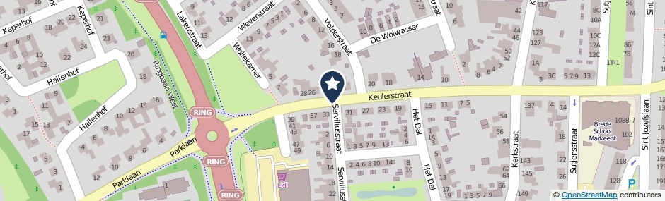 Kaartweergave Keulerstraat in Weert