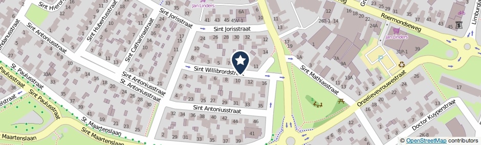 Kaartweergave Sint Willibrordstraat in Weert