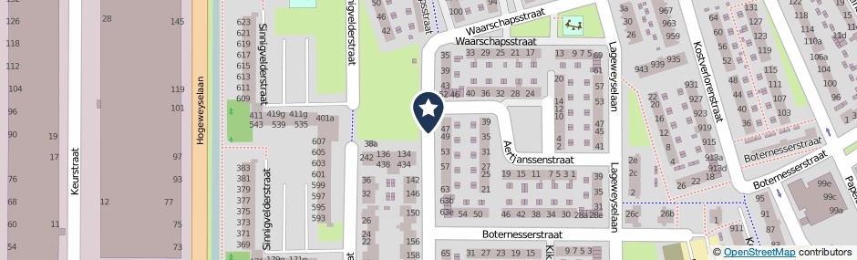 Kaartweergave Waarschapsstraat in Weesp