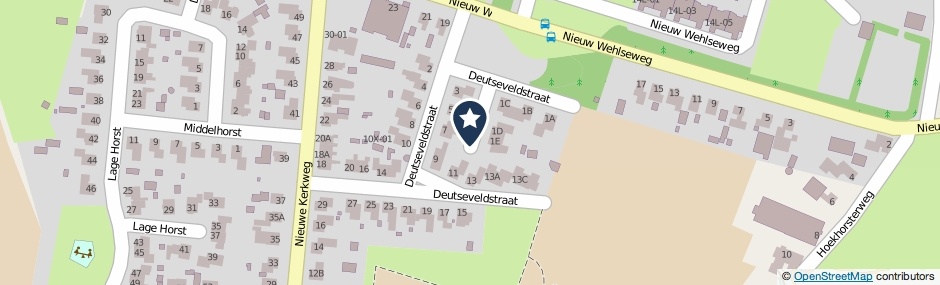 Kaartweergave Deutseveldstraat in Wehl