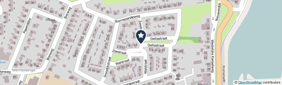 Kaartweergave Zeestraat in Wemeldinge