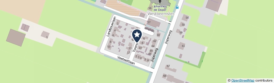 Kaartweergave Torenstraat in Westbeemster