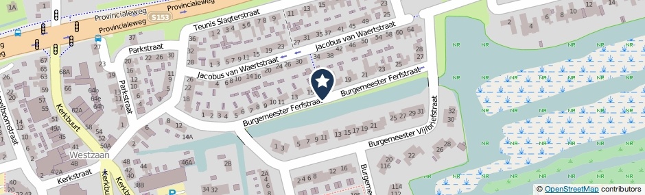 Kaartweergave Burgemeester Ferfstraat in Westzaan