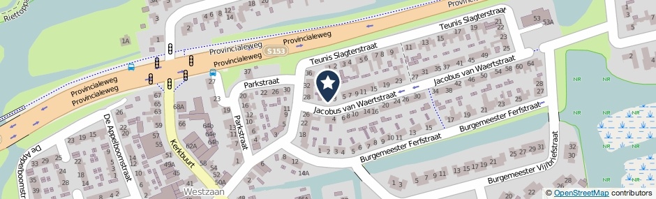 Kaartweergave Jacobus Van Waertstraat 1 in Westzaan