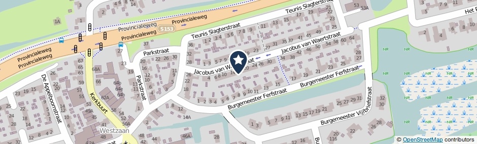 Kaartweergave Jacobus Van Waertstraat 16 in Westzaan