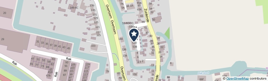 Kaartweergave Zuideinde 53-E in Westzaan