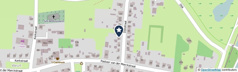 Kaartweergave Dijkstraat 9 in Weurt
