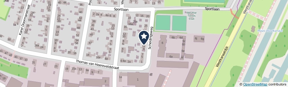Kaartweergave Scheidingsweg 13 in Weurt