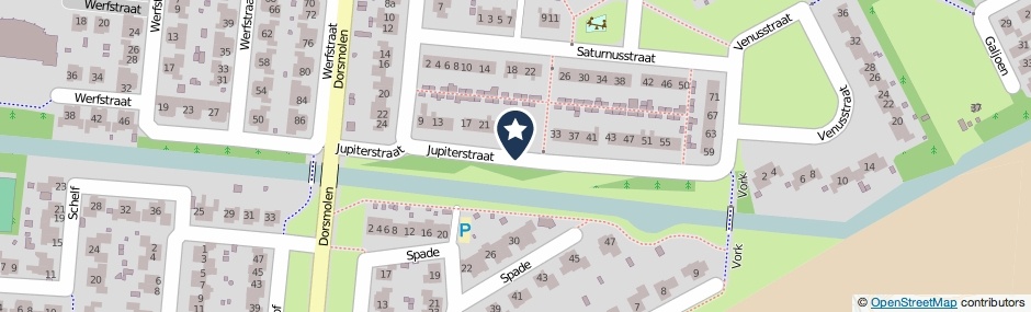 Kaartweergave Jupiterstraat in Wieringerwerf