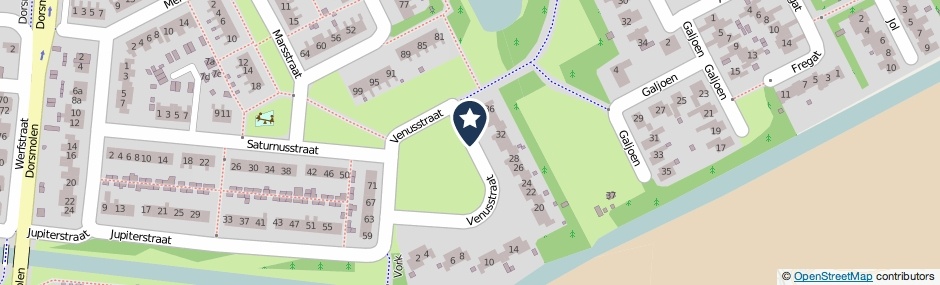 Kaartweergave Venusstraat in Wieringerwerf