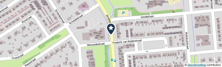 Kaartweergave Amstelstraat in Winschoten