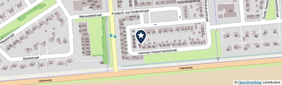 Kaartweergave Herman Heyermansstraat in Winschoten