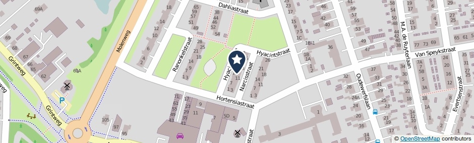 Kaartweergave Hyacintstraat in Winschoten