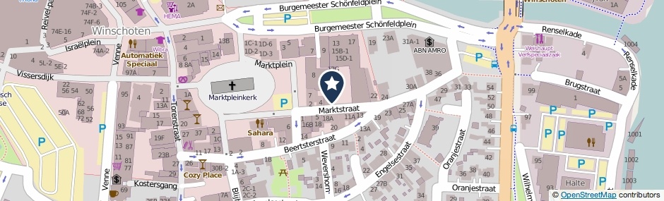 Kaartweergave Marktstraat in Winschoten