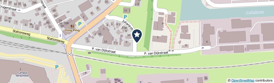 Kaartweergave P. Van Dijkstraat in Winschoten