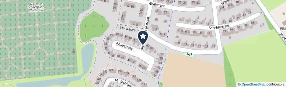 Kaartweergave Amerstraat in Winterswijk