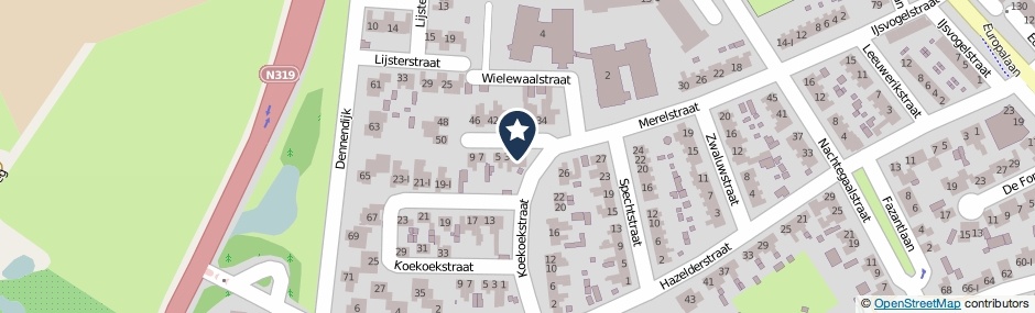 Kaartweergave Merelstraat 1 in Winterswijk