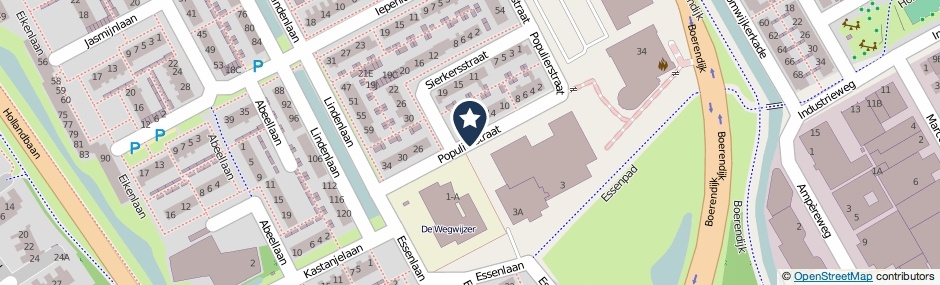 Kaartweergave Populierstraat in Woerden
