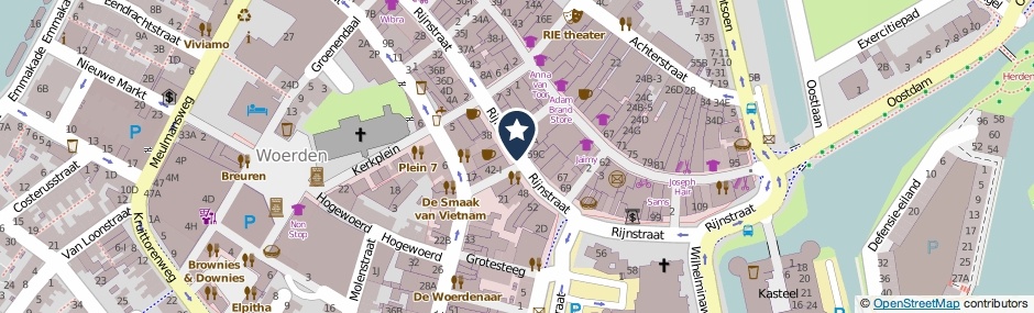 Kaartweergave Rijnstraat in Woerden