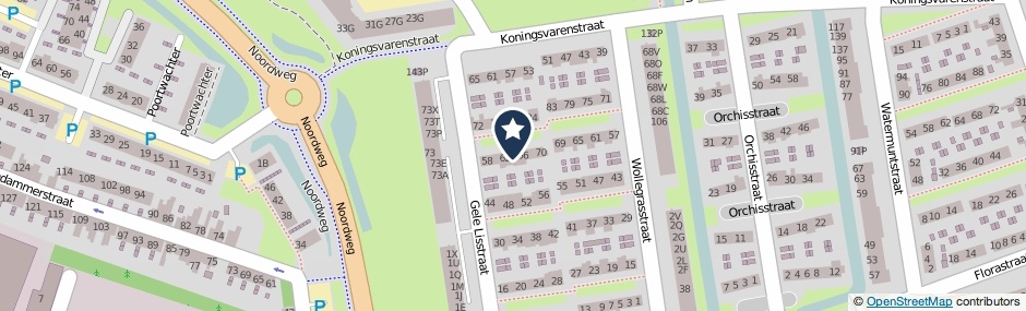 Kaartweergave Gele Lisstraat 64 in Wormer