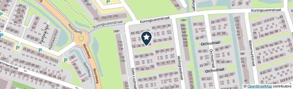 Kaartweergave Gele Lisstraat 82 in Wormer