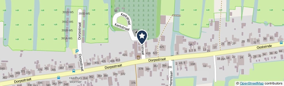 Kaartweergave Kerkstraat in Wormer