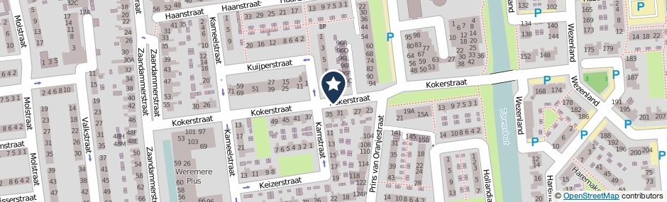 Kaartweergave Kokerstraat in Wormer