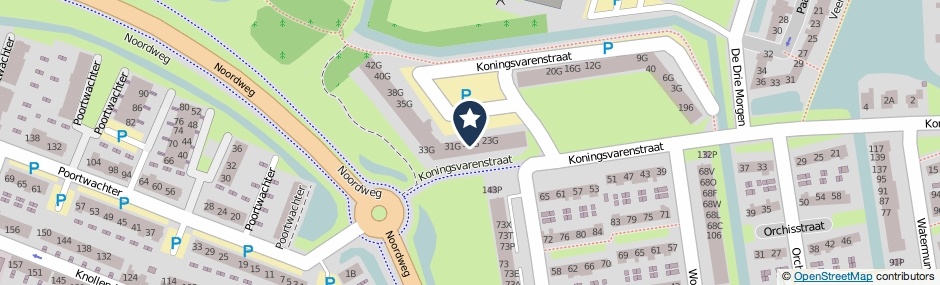 Kaartweergave Koningsvarenstraat 27-G in Wormer