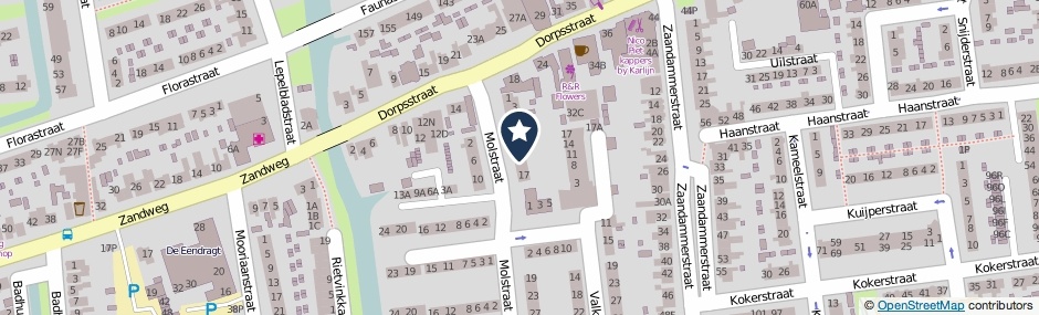 Kaartweergave Molstraat 13 in Wormer