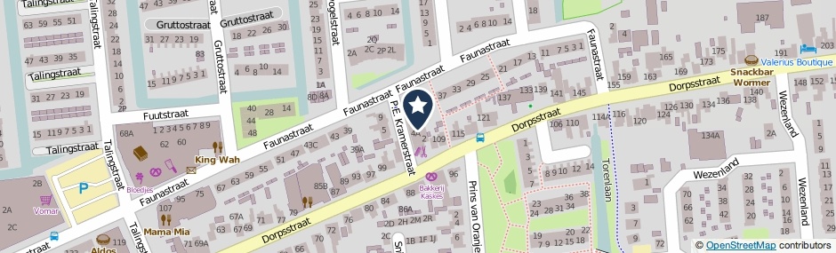 Kaartweergave P.E.Kramerstraat 6 in Wormer
