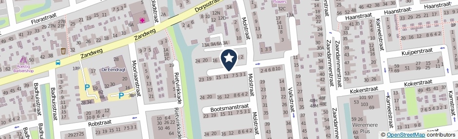 Kaartweergave Peperboomstraat in Wormer