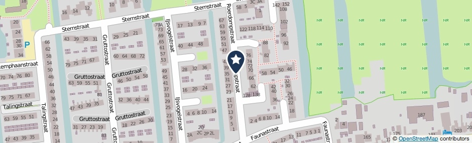 Kaartweergave Roerdompstraat in Wormer
