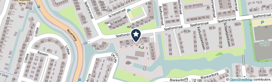 Kaartweergave Spatterstraat 77 in Wormer