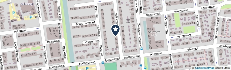 Kaartweergave Valkstraat 38 in Wormer