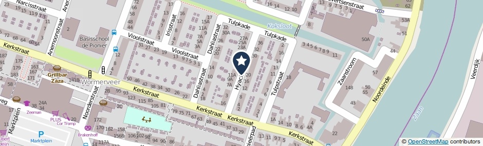 Kaartweergave Hyacintstraat in Wormerveer