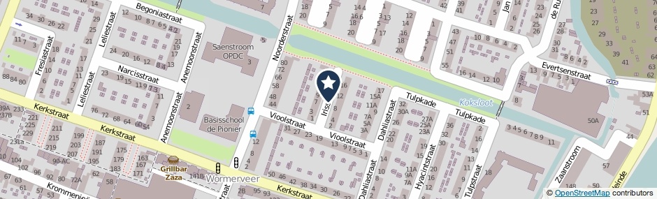 Kaartweergave Irisstraat in Wormerveer