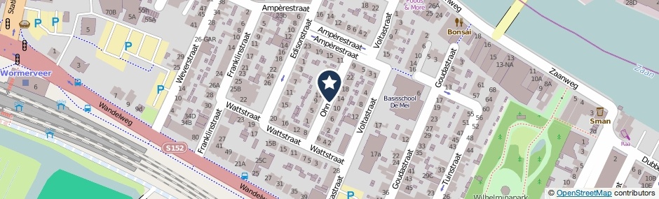 Kaartweergave Ohmstraat in Wormerveer
