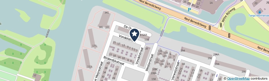 Kaartweergave Vondelstraat in Wormerveer