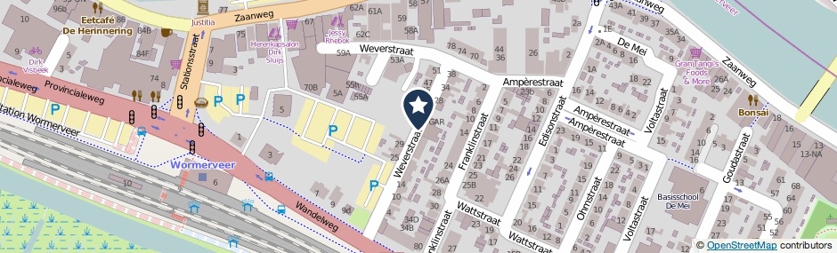 Kaartweergave Weverstraat in Wormerveer