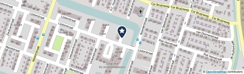 Kaartweergave Zwaanstraat in Wormerveer