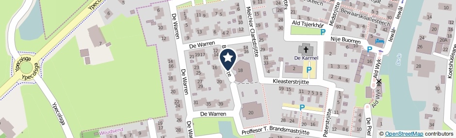Kaartweergave Broerestrjitte in Woudsend
