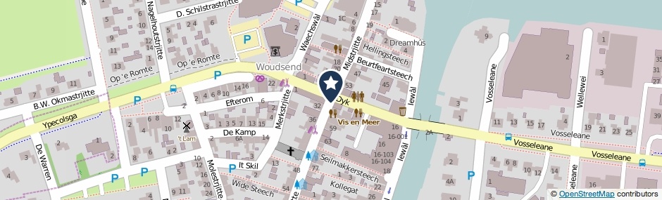 Kaartweergave Midstrjitte in Woudsend
