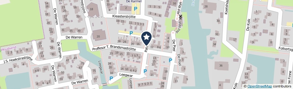 Kaartweergave Paterstrjitte in Woudsend