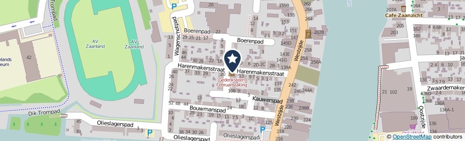 Kaartweergave Harenmakersstraat in Zaandam