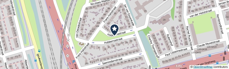 Kaartweergave Hobbemastraat in Zaandam