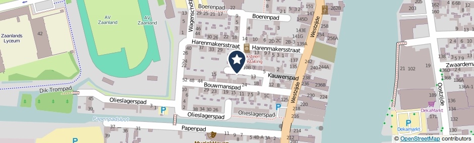 Kaartweergave Kauwerspad in Zaandam
